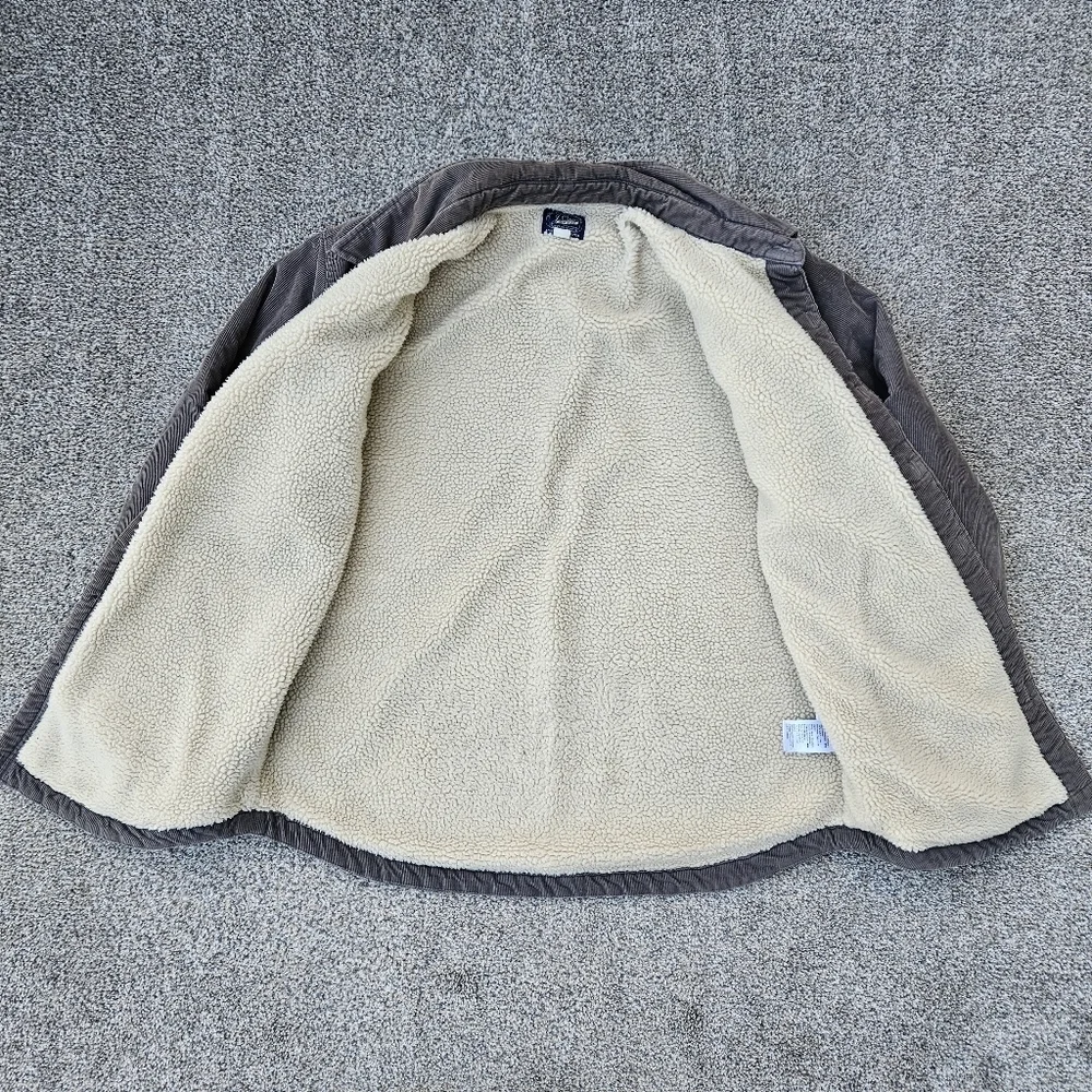 J Crew Men's Sherpa Lined Corduroy Shirt Jacket Brown Button Up Coat Size Medium